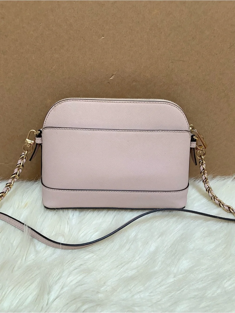 Michael Kors Soft Pink Saffiano Leather Charm Dome Chain Crossbody - Picture 5 of 16